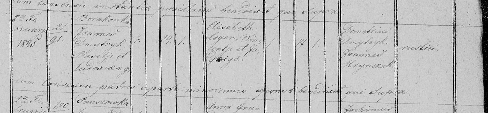 Akt ślubu Jana Dmytryka i Elżbiety Logon 1845